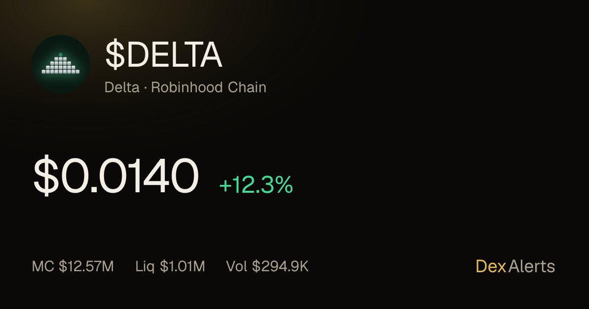 DELTA price, chart & live trades on Robinhood Chain · DexAlerts